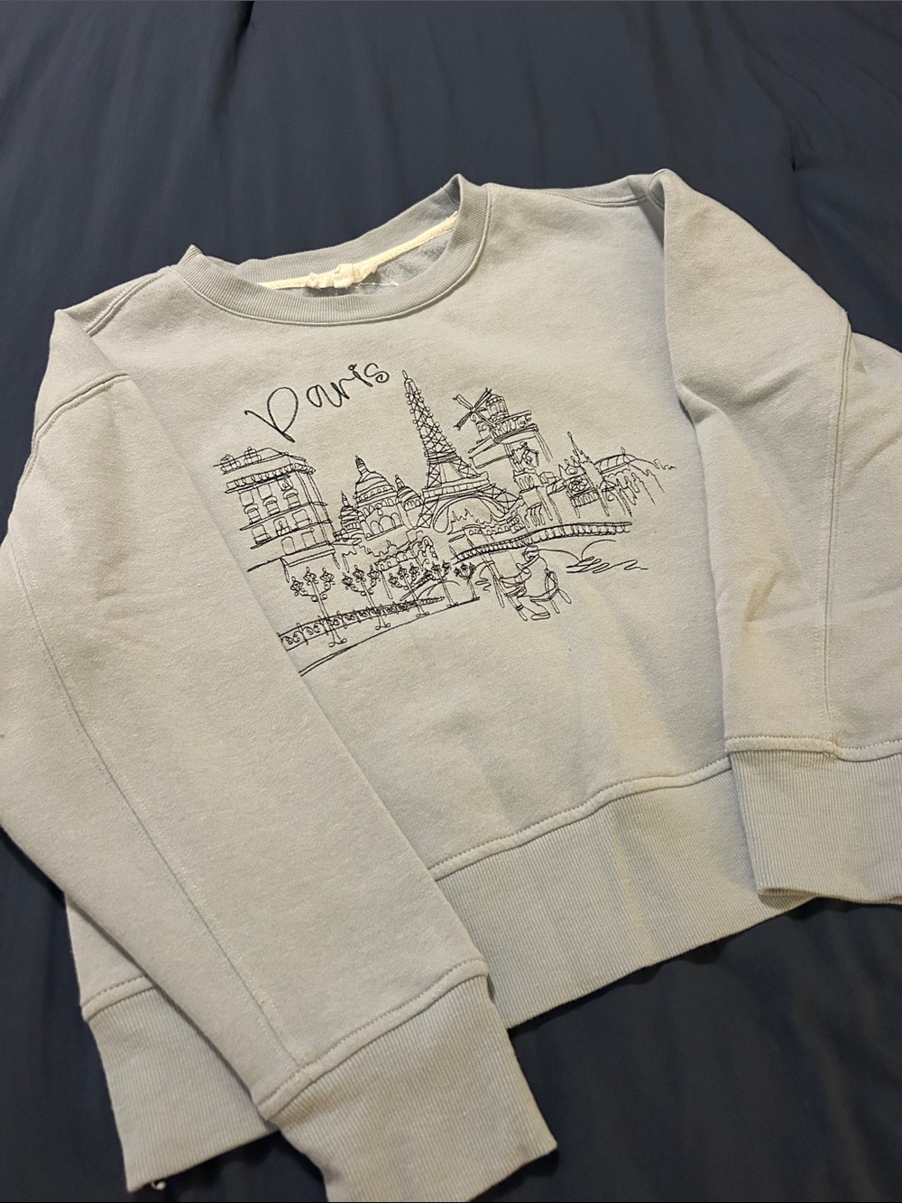 Jane and Delancey Light blue Paris Sketch Crewneck